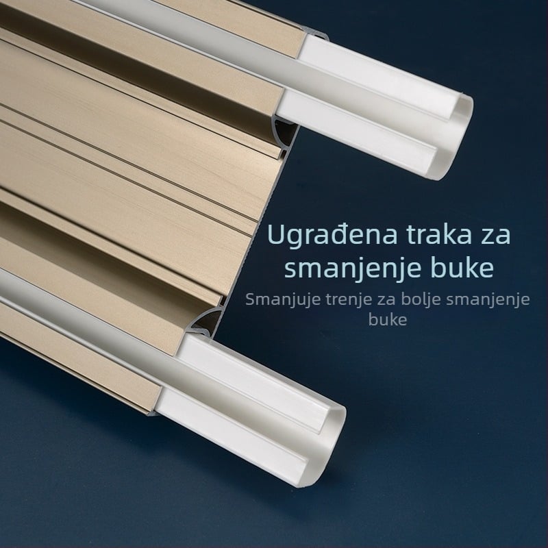 Aluminijska zavjesna šina s dvostrukom tračnicom, metalni klizni sustav