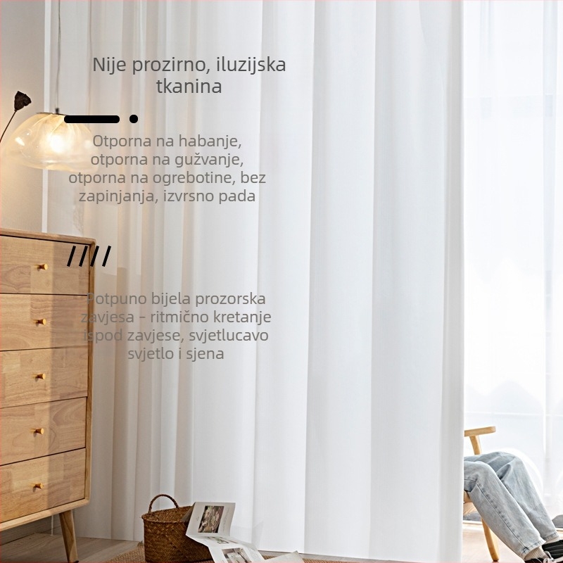 Phantom poluprozirne zavjese za prozore, propuštaju svjetlo, ali nisu prozirne, zavjese od tkanine za dnevni boravak, balkon i odjeljivanje spavaće sobe