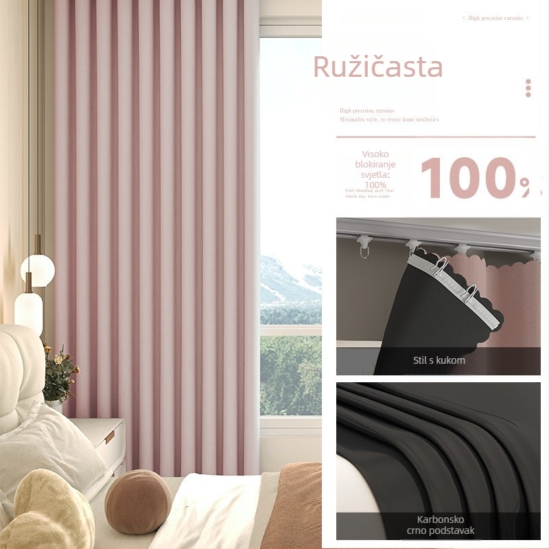 Potpuno zatemnjujuće zavjese s tkaninom za zaštitu od sunca, za spavaću sobu i balkon, toplinska izolacija, zaštita od sunca, jednostavan dizajn, bez bušenja, novi stil