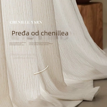 Poliesterske zavjese s teksturom chenille cashmere linen, lagano prozirne, ali ne prozirne, krem-bijele, za balkon, dnevni boravak i spavaću sobu