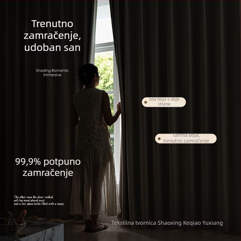 Dvostrano blackout platno za zavjese od kremasto kašmir Chenille, zaštita od sunca, zgušnjena, spremna za dnevni boravak