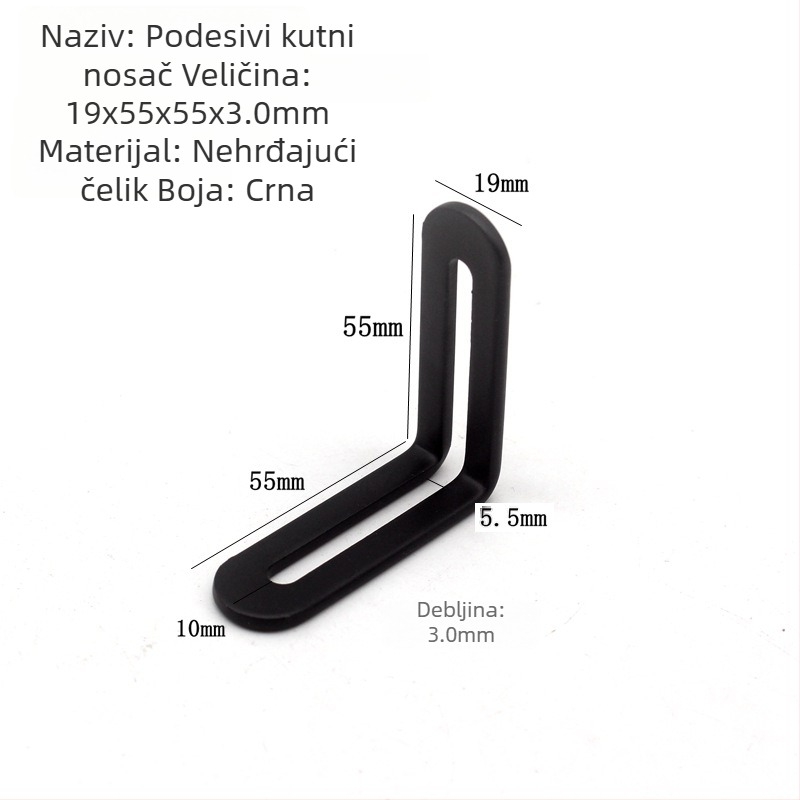 Nehrđajući čelik: prilagodljivi kutni nosač s pravim dijelom, dužim otvorom i pokretnim kutnim spojem