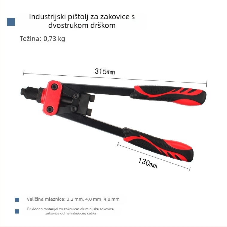 Ručno nitni pištolj, štedljiv rad, industrijske klase, mali kućni alat za nitovanje