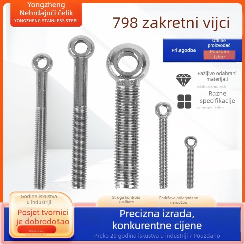 304 nehrđajući čelik: spojni vijci i vijci s otvorom, spojni vijci i vijci s okruglom glavom