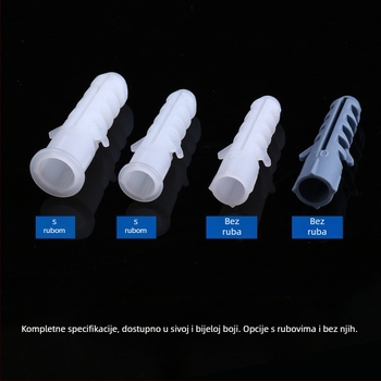 Plastični ekspanzijski cijevi za okrugle i kvadratne oblike s ekspanzijskim vijcima, dimenzije 6/8/10 mm