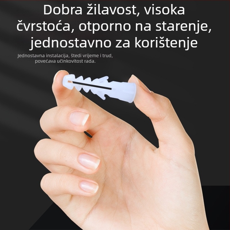 Plastični ekspanzijski cijevi za okrugle i kvadratne oblike s ekspanzijskim vijcima, dimenzije 6/8/10 mm