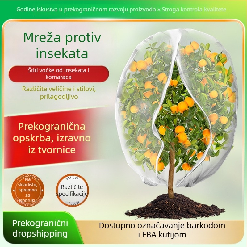 Mreža protiv insekata za vrt, voćke i bilje, sa zatvaračem i vrpcom