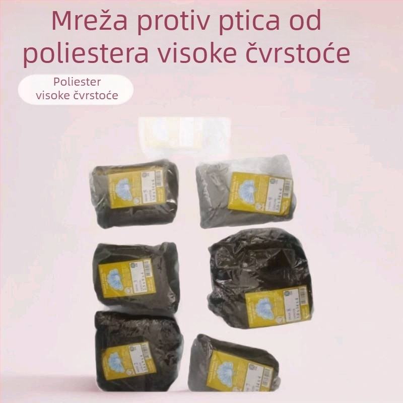Mreža protiv ptica od visokokvalitetnog poliestera, poljoprivredna upotreba, otvor 1×1, crna, dimenzije 2.5×4×9