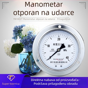 Tlakomjer s navojem M20×1.5, osično otporan na udarce, YN100ZT, nehrđajući čelik