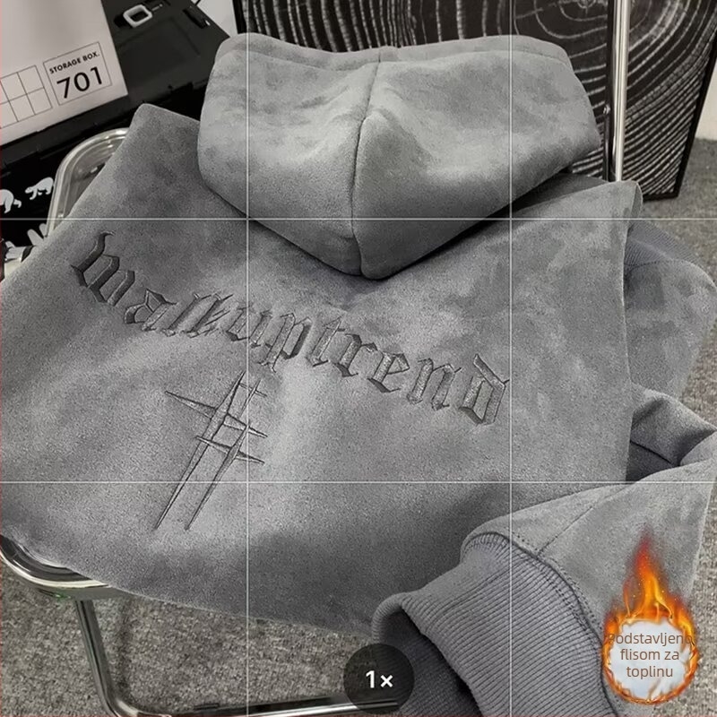 Muški velur hoodie s kapuljom, oversize, jesen-zima, američki street style