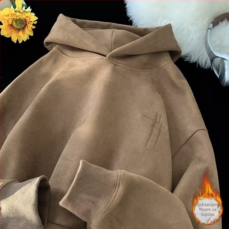 Muški velur hoodie s kapuljom, oversize, jesen-zima, američki street style