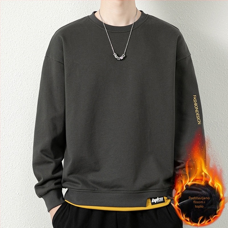 Muški duks za jesen i zimu, oversize kroj, duge rukave, casual stil, plus veličina