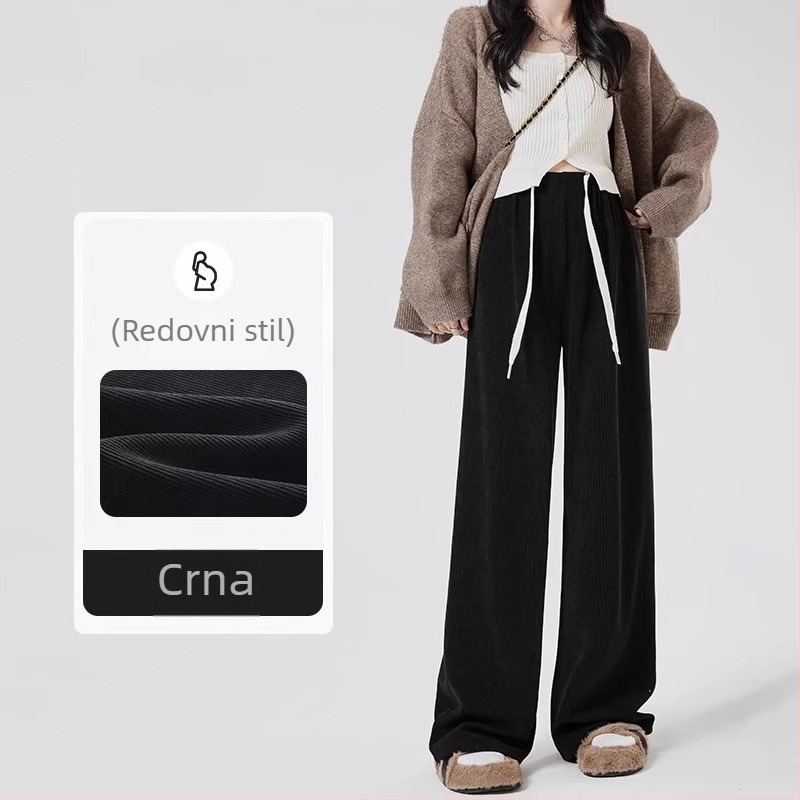Trudničke hlače za proljeće-jesen-zimu – casual, plus size, широкe nogavice, udoban trudnički kroj, duge ravnog kroja