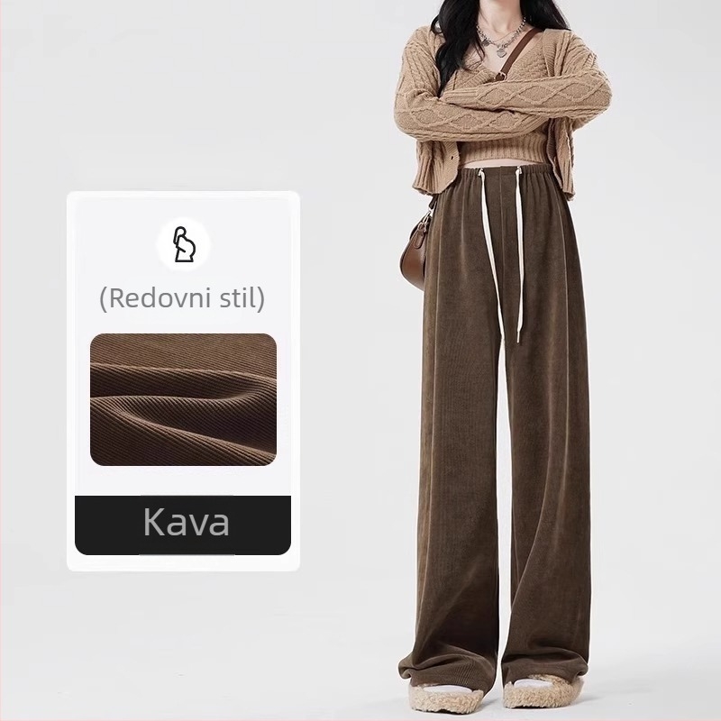 Trudničke hlače za proljeće-jesen-zimu – casual, plus size, широкe nogavice, udoban trudnički kroj, duge ravnog kroja