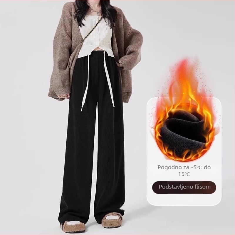 Trudničke hlače za proljeće-jesen-zimu – casual, plus size, широкe nogavice, udoban trudnički kroj, duge ravnog kroja