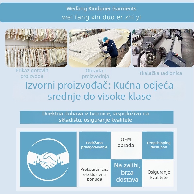 Ženski set pidžama od 100% pamuka s kardiganom i ovratnikom te točkicama, kućna odjeća