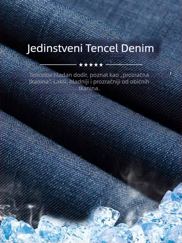 Muške traperice s Tencelom, uski kroj, ravne nogavice, proljeće–ljeto, poslovno opuštene TS8052