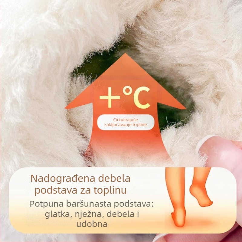 Dječje zimske čizme s pamukom i krznom, korejskog stila s gumbima, kratke čizme za snijeg, podstavljene fleesom