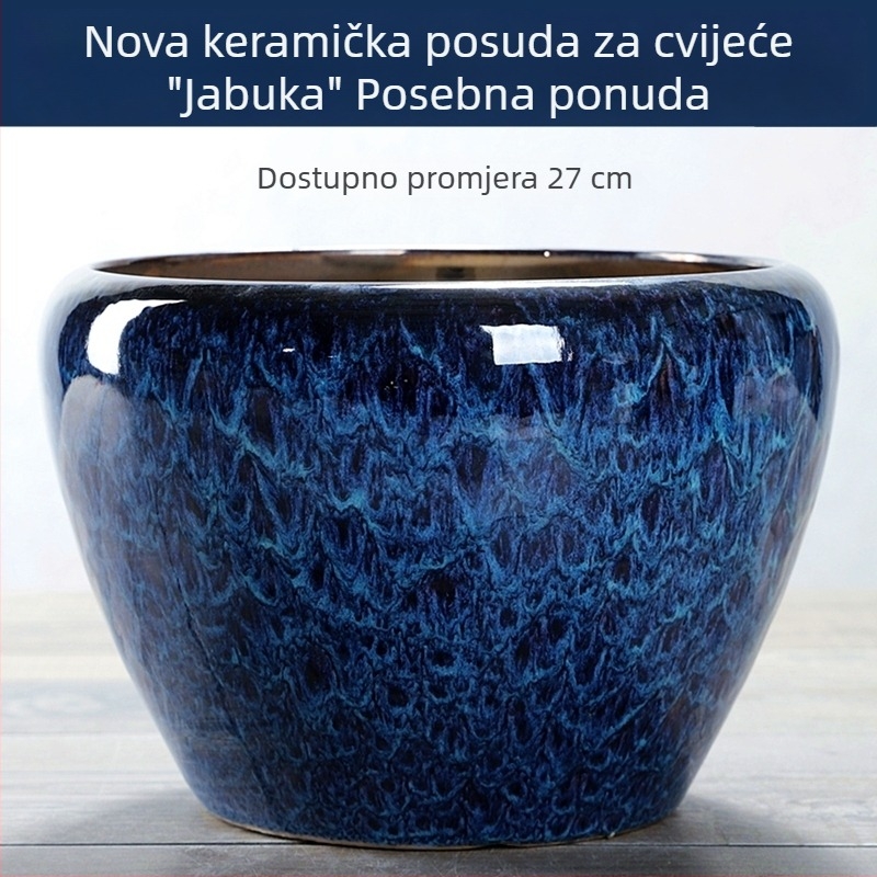 Perforirana keramička posuda za cvijeće, velikog promjera, unutarnjeg kineskog stila, za novčano drvo i orhideju, ekstra velika