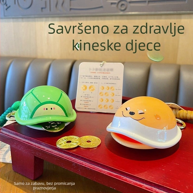 Ključevnica s Kornjačom i motivom novca, crtani stil, igra za opuštanje, dodatak za torbu