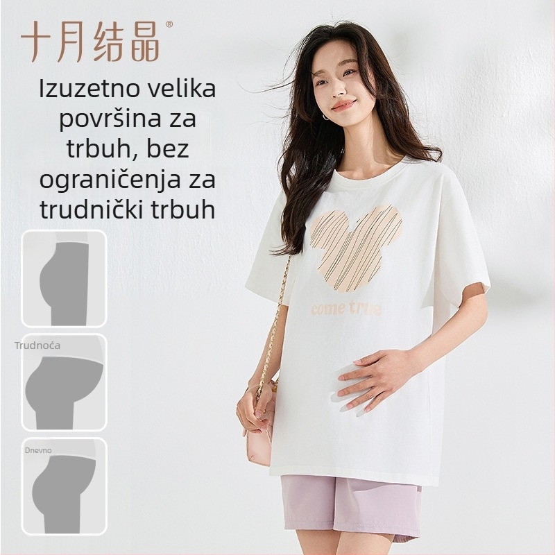 October Crystal majica za trudnice, pamuk, kratkih rukava, slobodan kroj, srednja duljina, ljeto