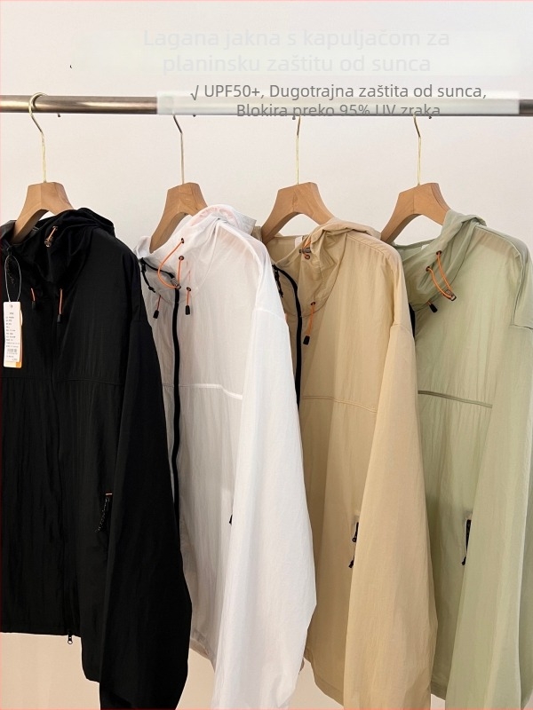 Unisex planinska jakna za zaštitu od sunca, prozračna, vodootporna, UV zaštita, lagana, s kapuljačom