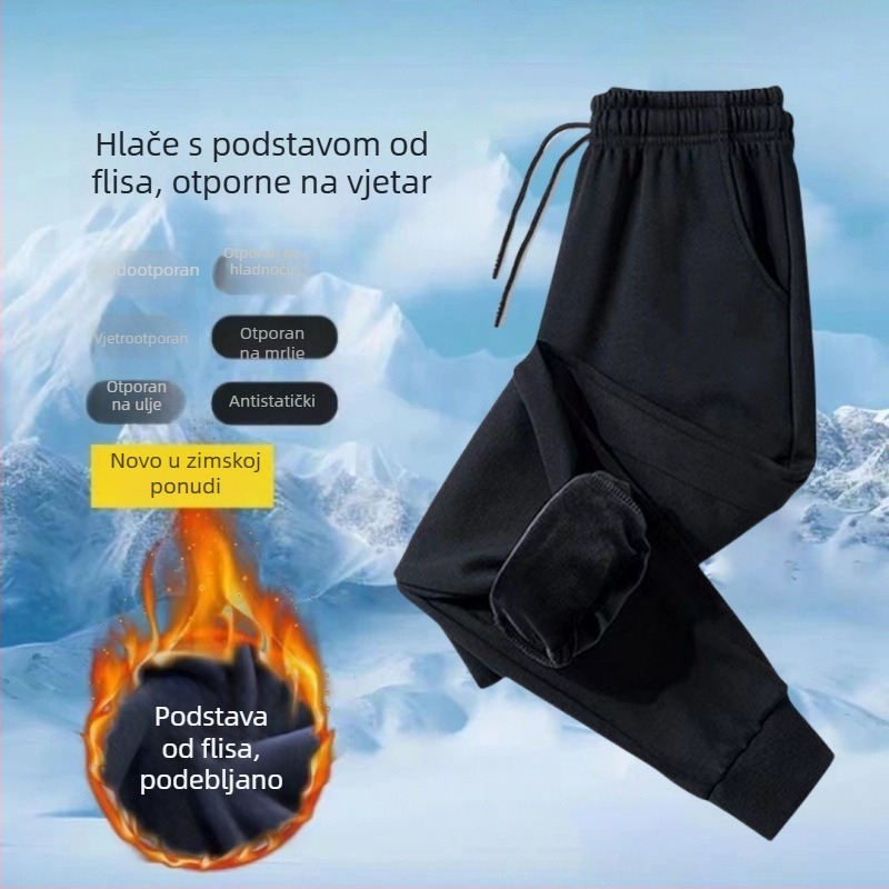 Muške hlače s fleec podstavom, vjetro- i vodootporne za jesen i zimu, ležernog kroja