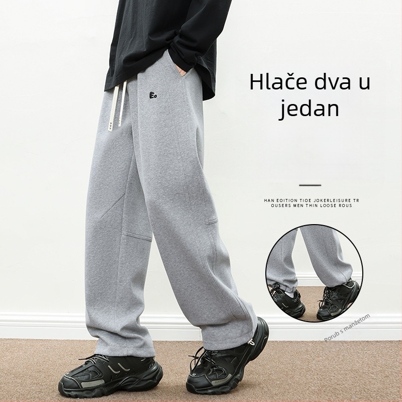 Muške teške hlače za proljeće, casual, ravne nogavice, pamuk-poliester smjesa
