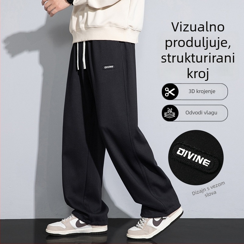 Muške teške hlače za proljeće, casual, ravne nogavice, pamuk-poliester smjesa