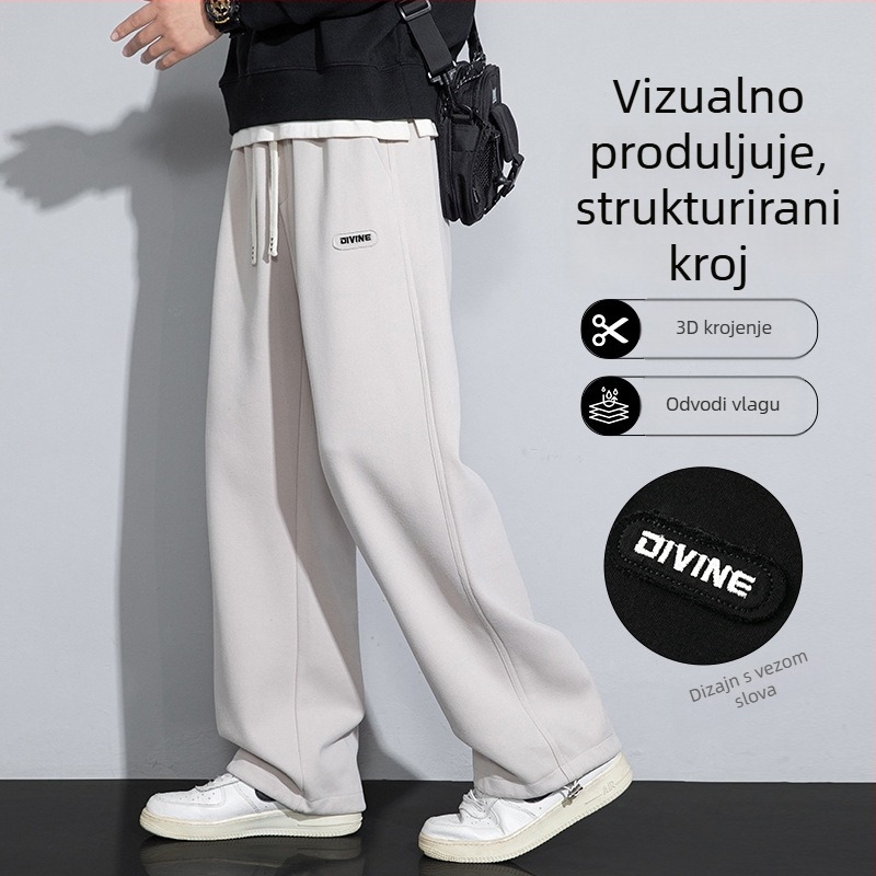 Muške teške hlače za proljeće, casual, ravne nogavice, pamuk-poliester smjesa