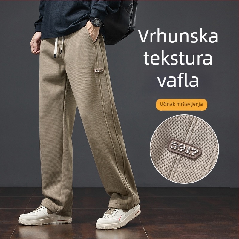 Muške zimske jogging hlače u boji kaki, s fleeceom, casual, ravnog kroja