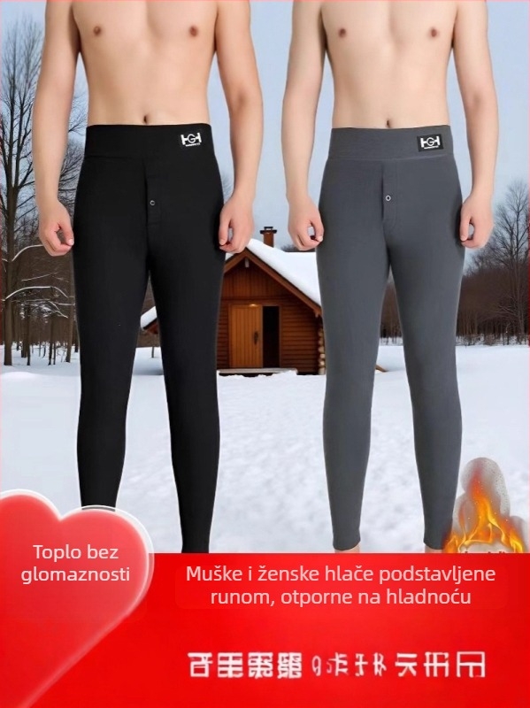 Unisex tajice s flis podstavom za jesen-zimu, visoka struka, oblikovanje trbuha, veće veličine