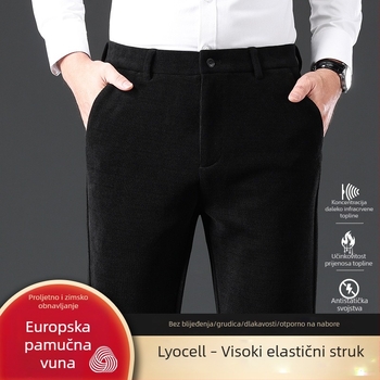 Muške hlače od korduroja s vunom za jesen-zimu, debele, ravne nogavice, poslovni casual