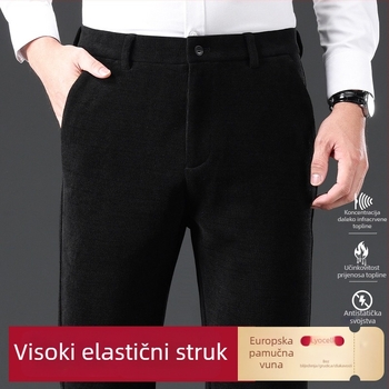 Muške hlače od korduroja s vunom za jesen-zimu, debele, ravne nogavice, poslovni casual
