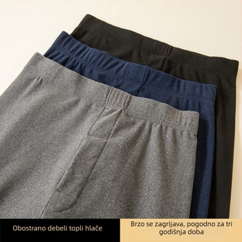 Antibakterijske muške termalne hlače s flis podlogom, srednji pojas, debele, visoka elastičnost, uski kroj.