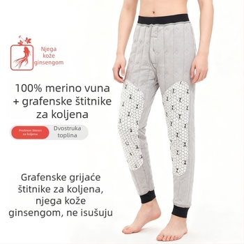 Unisex vuneni termalni legging s ginsengom za njegu kože, podstavljene fleeceom, debele pamuk, koljena štitnici s grafenom tehnologijom, zagrijavajuće