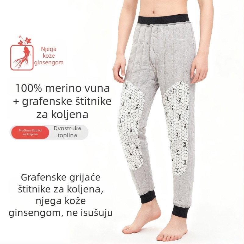 Unisex vuneni termalni legging s ginsengom za njegu kože, podstavljene fleeceom, debele pamuk, koljena štitnici s grafenom tehnologijom, zagrijavajuće