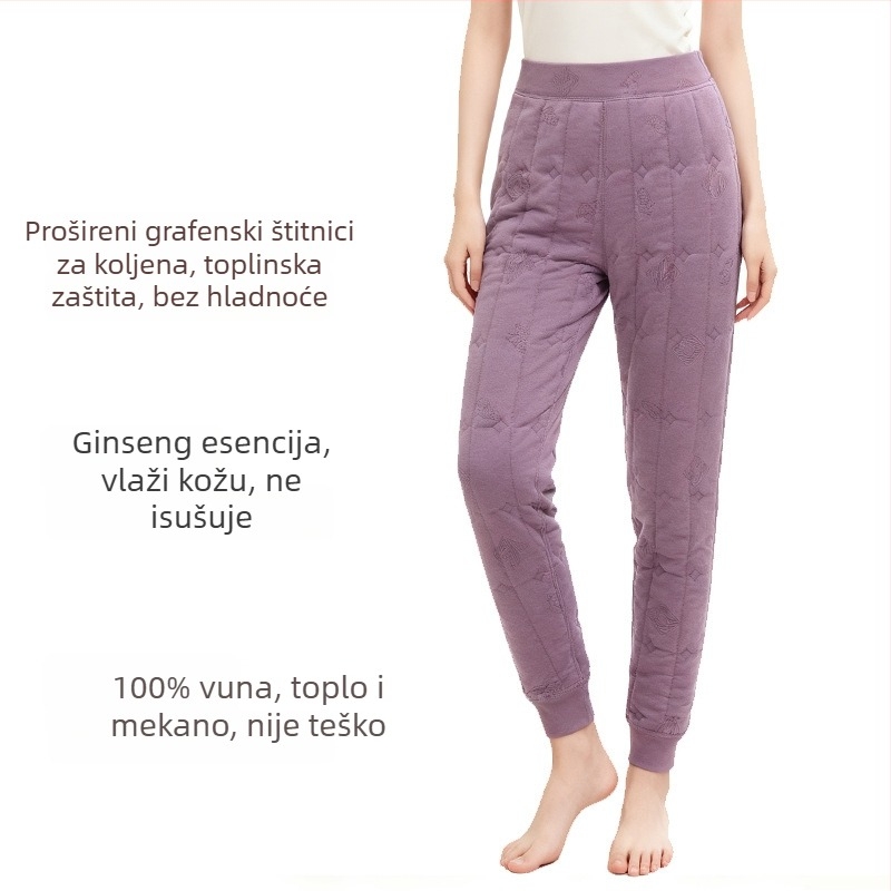 Unisex vuneni termalni legging s ginsengom za njegu kože, podstavljene fleeceom, debele pamuk, koljena štitnici s grafenom tehnologijom, zagrijavajuće