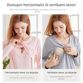 Anfiya trudnički jesensko-zimski set pidžama s pamukastim puloverom i dojiljnim topom