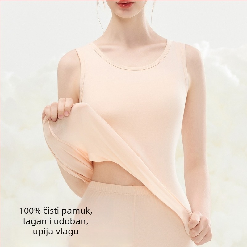 Ženska termalna vesta od 100% pamuka, jesen-zima, temeljni sloj za grijanje, može se nositi i kao vanjski sloj