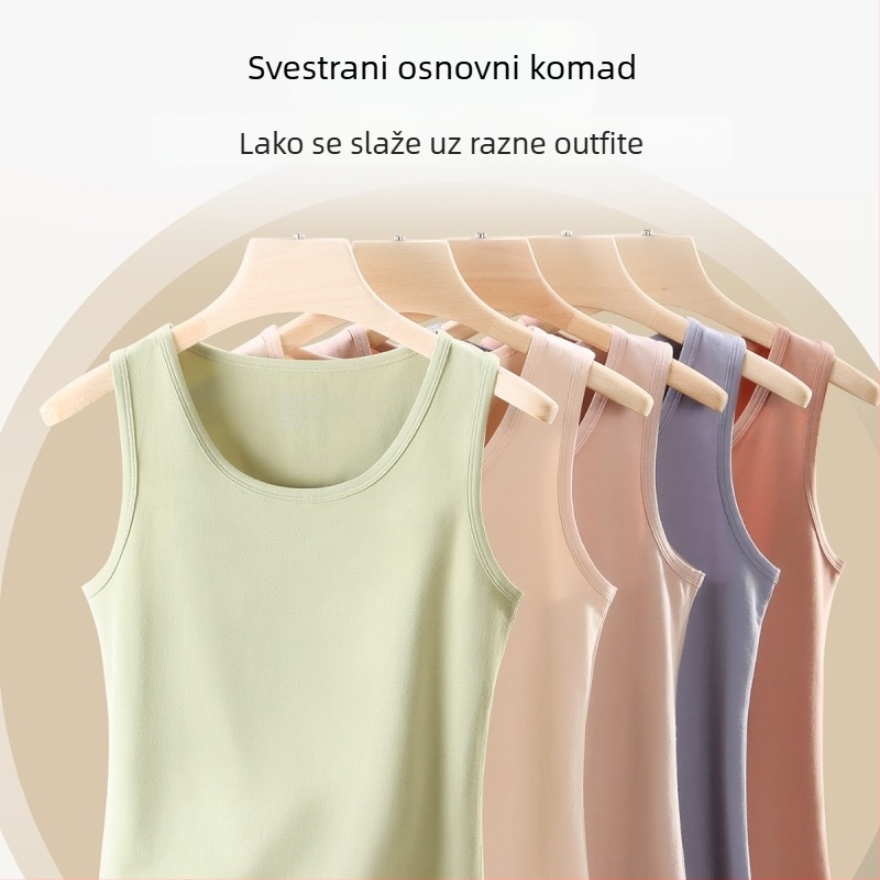 Ženska termalna vesta od 100% pamuka, jesen-zima, temeljni sloj za grijanje, može se nositi i kao vanjski sloj