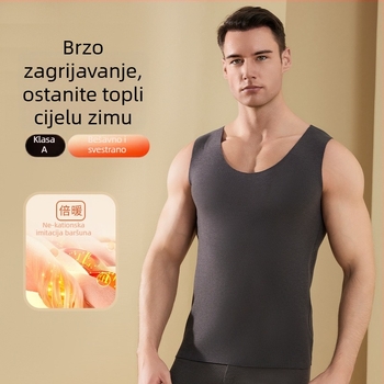 Muška baršunasta termalna vesta s flisom, debela, antibakterijska, za jesen-zimu