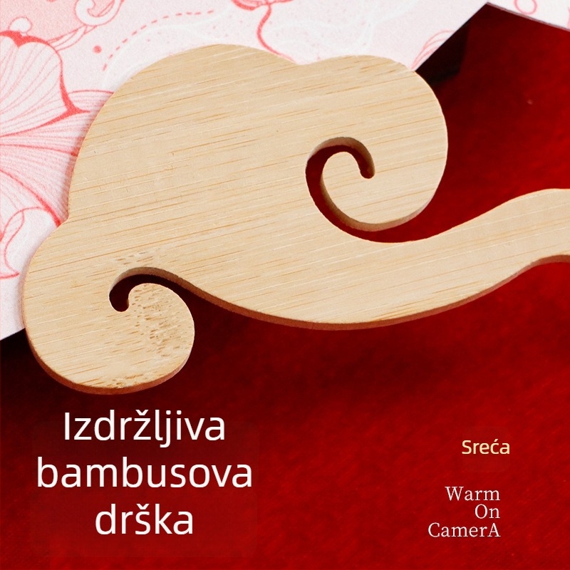 DIY vjenčani fan za kumu i mladenku — papirnati fan s bambuskom drškom, rekvizita za fotografiju