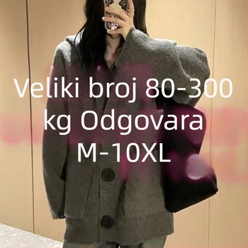 Ženski pleteni kardigan s kapuljom, plus veličina, široki kroj, korejski stil, jesen-zima