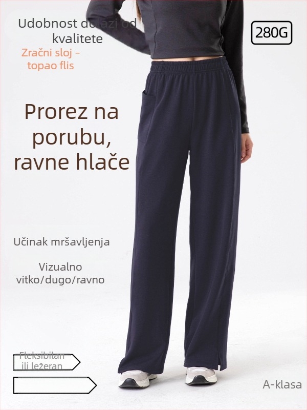 Lulu ženske hlače s fleece podstavom i grijanjem zraka, casual hlače za jesen i zimu, bočni šlic za jogu i fitness
