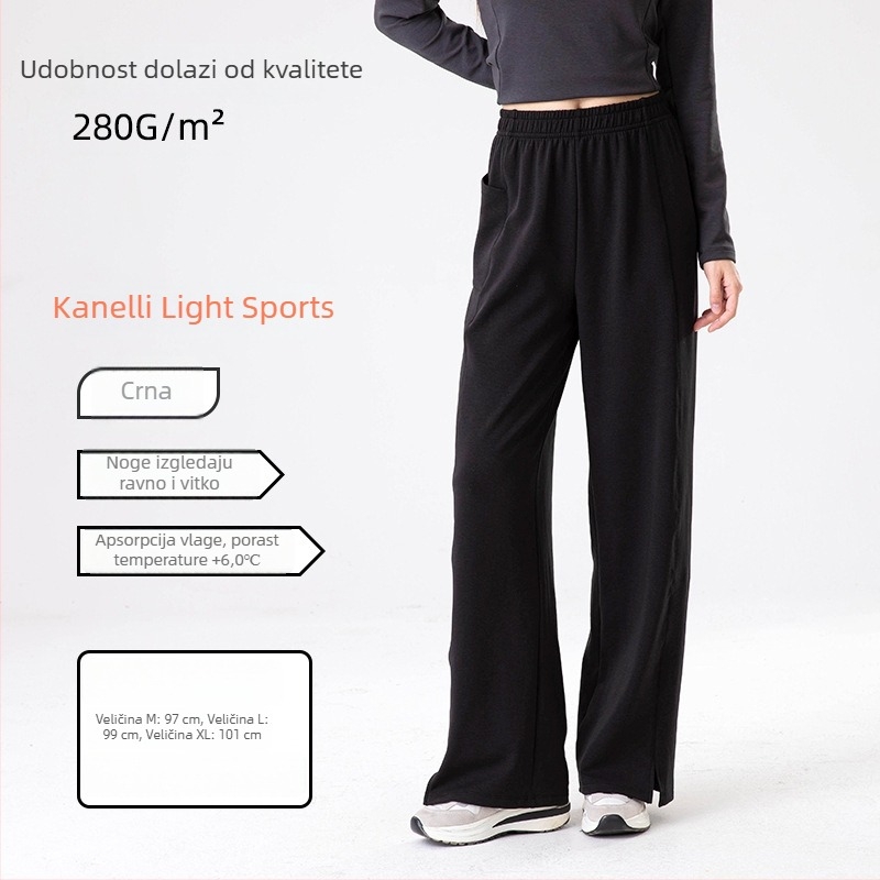 Lulu ženske hlače s fleece podstavom i grijanjem zraka, casual hlače za jesen i zimu, bočni šlic za jogu i fitness