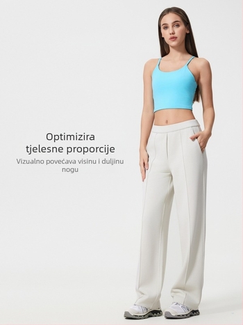 Ženske sportske casual hlače srednjeg struka, mekan materijal s dojmom oblaka, udoban kroj, ravne ili široke nogavice