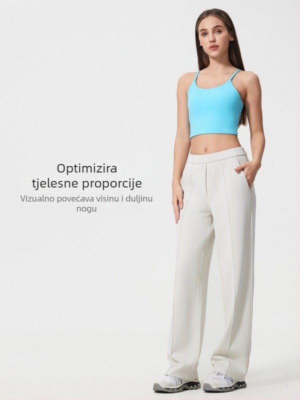 Ženske sportske casual hlače srednjeg struka, mekan materijal s dojmom oblaka, udoban kroj, ravne ili široke nogavice