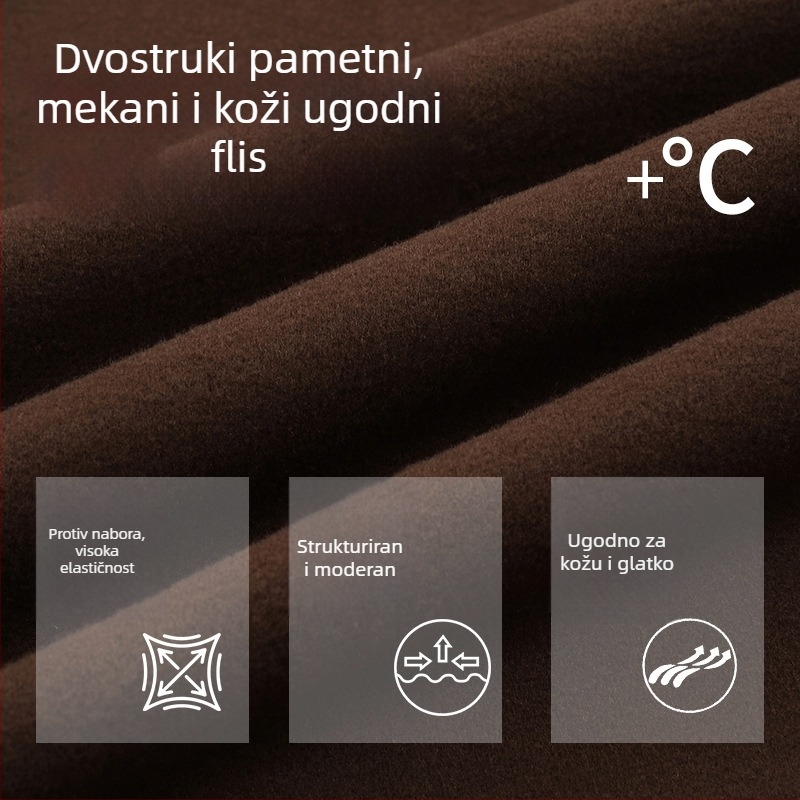 Nove ženske hlače s širokim krojem, pijeskovog efekta, opušten kroj, džepovi, visokim strukom, zimske hlače s fleec podstavom, casual hlače