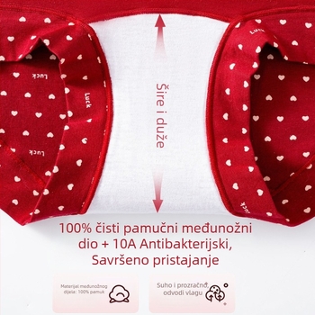 Prozračne ženske pamučne gaćice s antibakterijskom zaštitom 10A, crvene, za godinu zodijaka